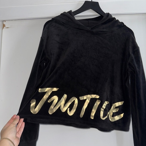 Justice Black Hoodie with Gold Logo - Picture 1 of 5